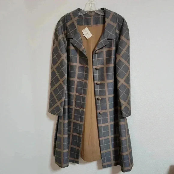 Vintage Fabiola David Barr Gray and Tan Car Coat - Picture 1 of 4